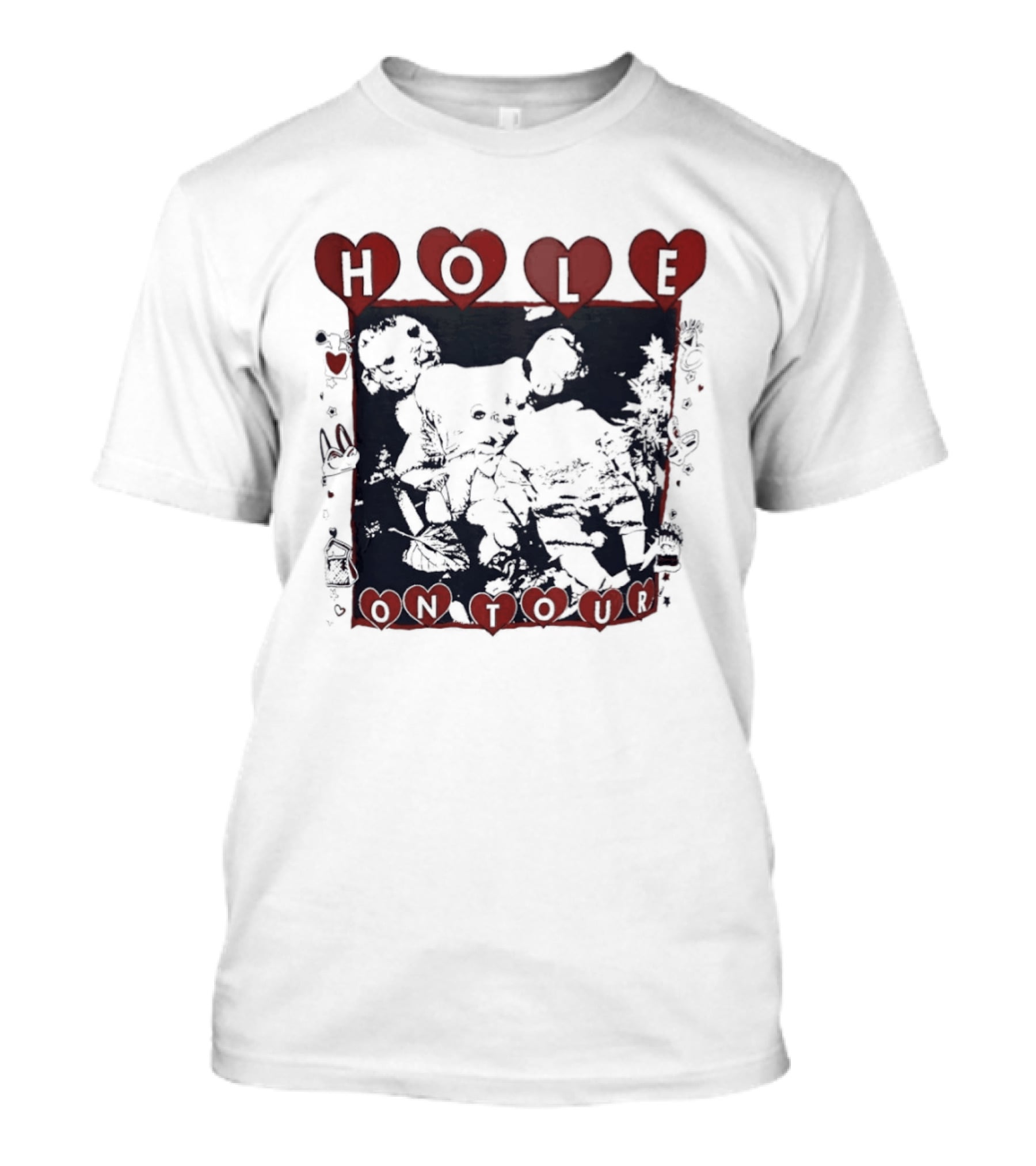 Hole Band Courtney Love On Tour Hearts T-Shirt Hole Band Courtney Love On Tour Hearts T-Shirt