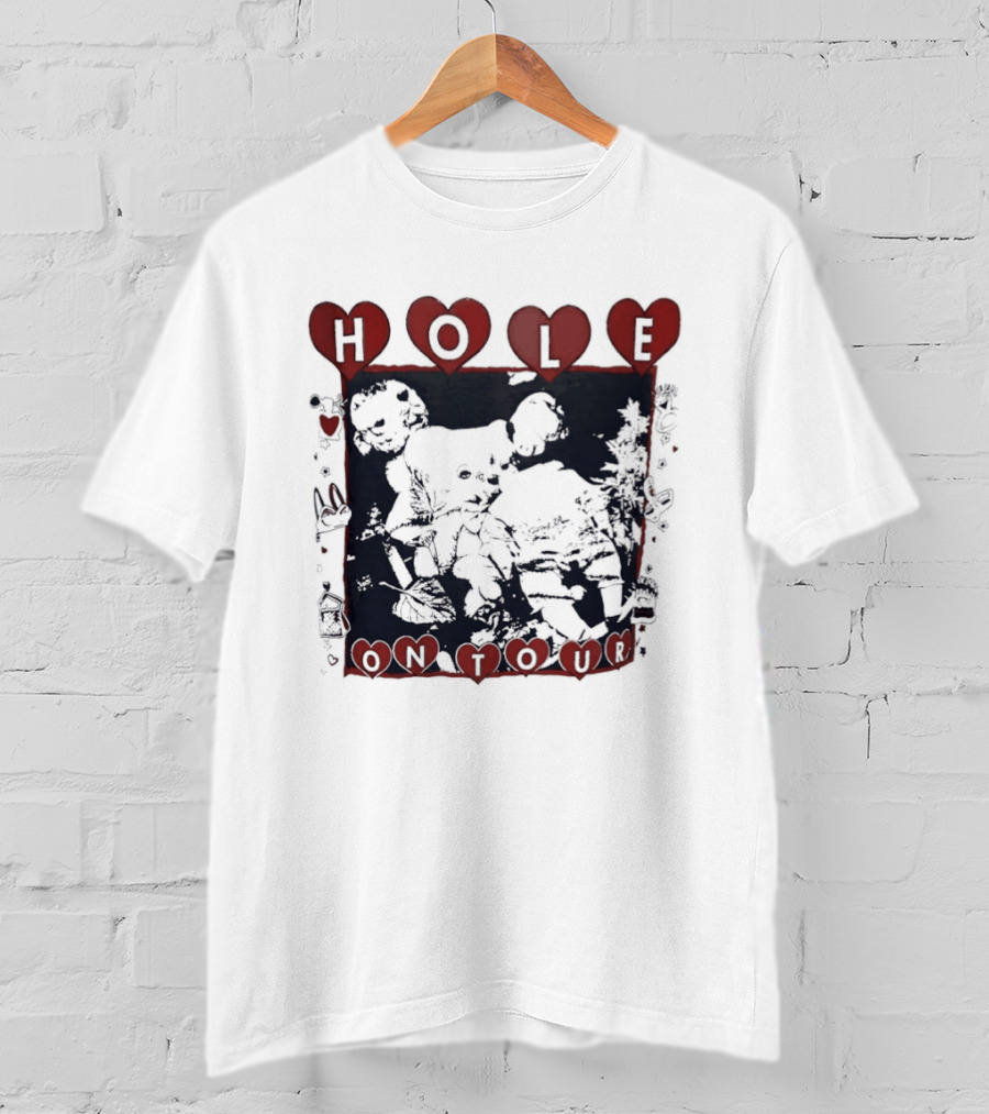 Hole Band Courtney Love On Tour Hearts T-Shirt