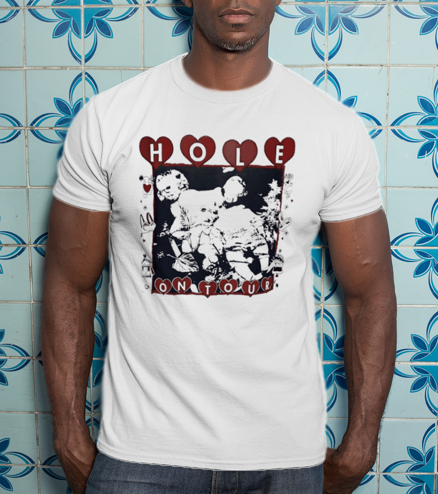 Hole Band Courtney Love On Tour Hearts T-Shirt