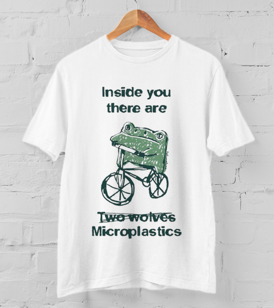 Inside You There Are Two Frogs Riding Bicycle Microplastics T-Shirt
