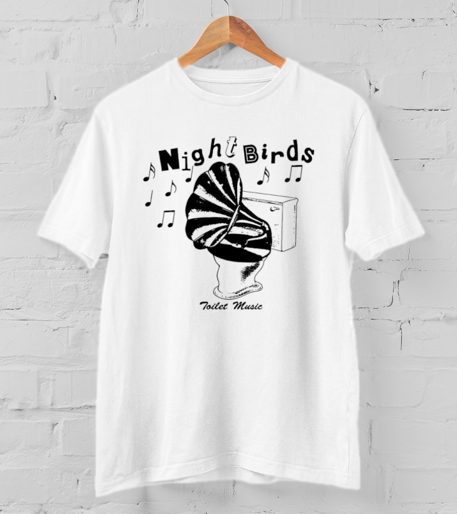 Night Birds Toilet Music Punk Rock Band Musical Notes T-Shirt