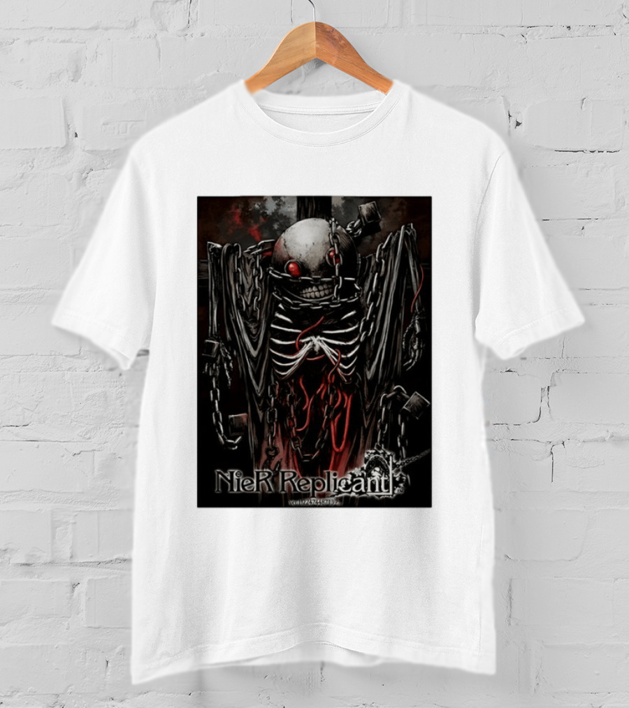 Nier Replicant Red Eye Skulls Chains Grim Aesthetic T-Shirt