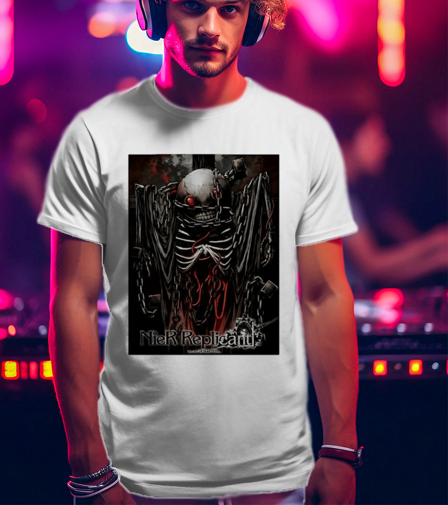 Nier Replicant Red Eye Skulls Chains Grim Aesthetic T-Shirt