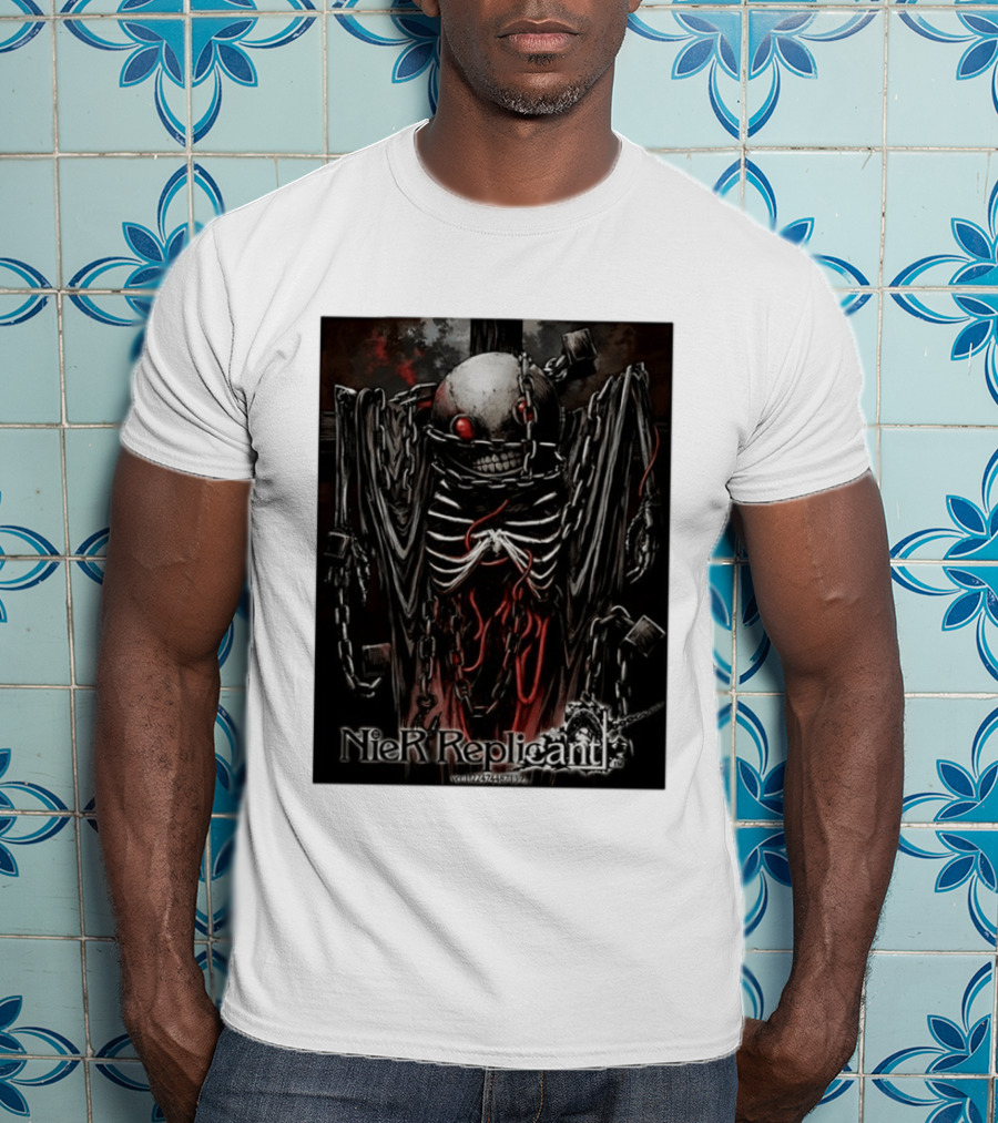 Nier Replicant Red Eye Skulls Chains Grim Aesthetic T-Shirt