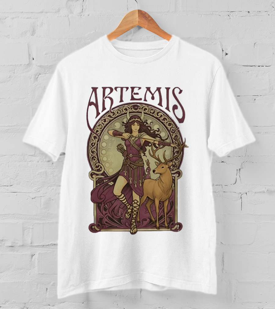 Artemis Greek Goddess Archer With Deer Mythology T-Shirt