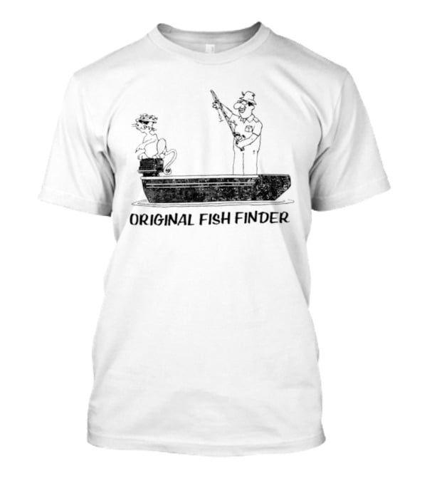 Original Fish Finder Fishing Fisherman Boat Scene T-Shirt