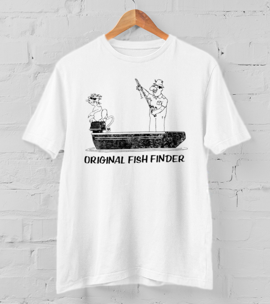 Original Fish Finder Fishing Fisherman Boat Scene T-Shirt