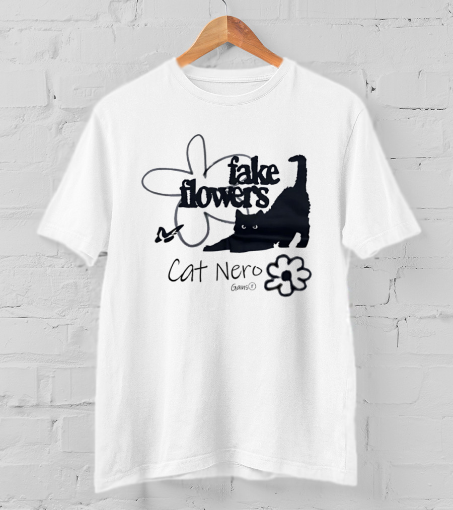Cat Nero Fake Flowers Gains Floral Aesthetic Butterfly T-Shirt