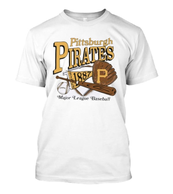 Pittsburgh Pirates Since 1887 Major League Baseball Bat Glove Patch Ball T-Shirt