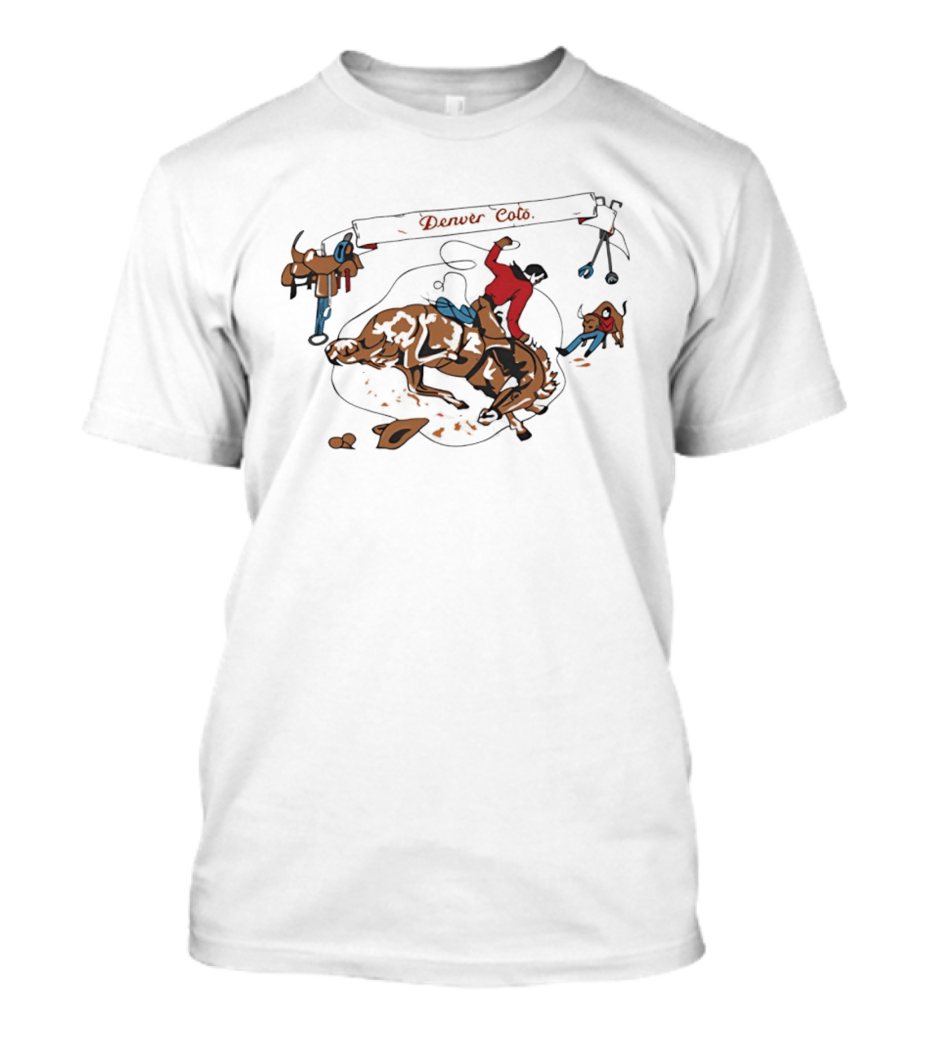 Denver Colo Rodeo Cowboy Riding Bucking Bull Western T-Shirt
