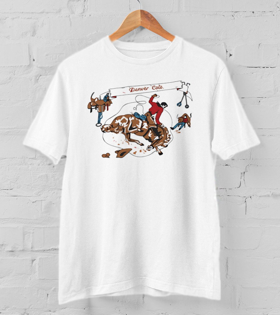 Denver Colo Rodeo Cowboy Riding Bucking Bull Western T-Shirt