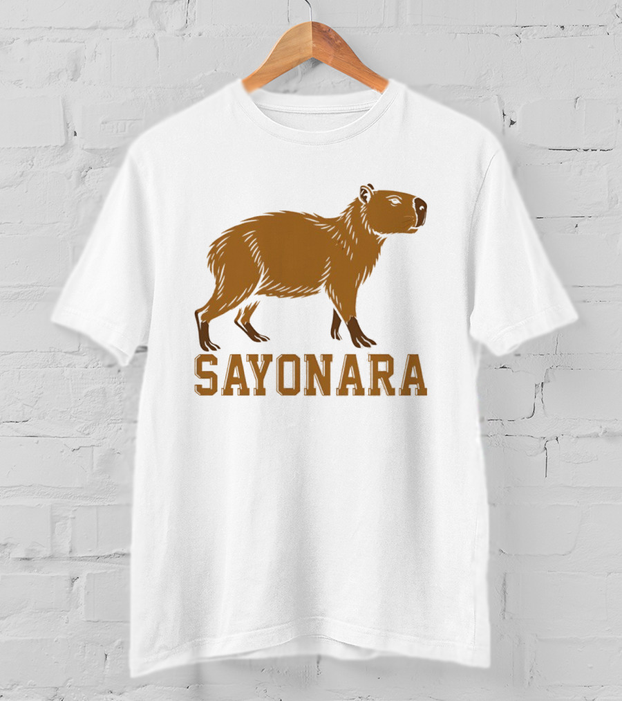 Sayonara Capybara Brown Rodent Farewell T-Shirt
