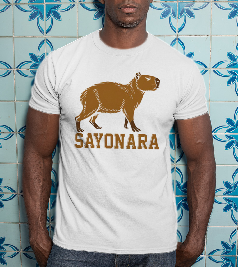 Sayonara Capybara Brown Rodent Farewell T-Shirt