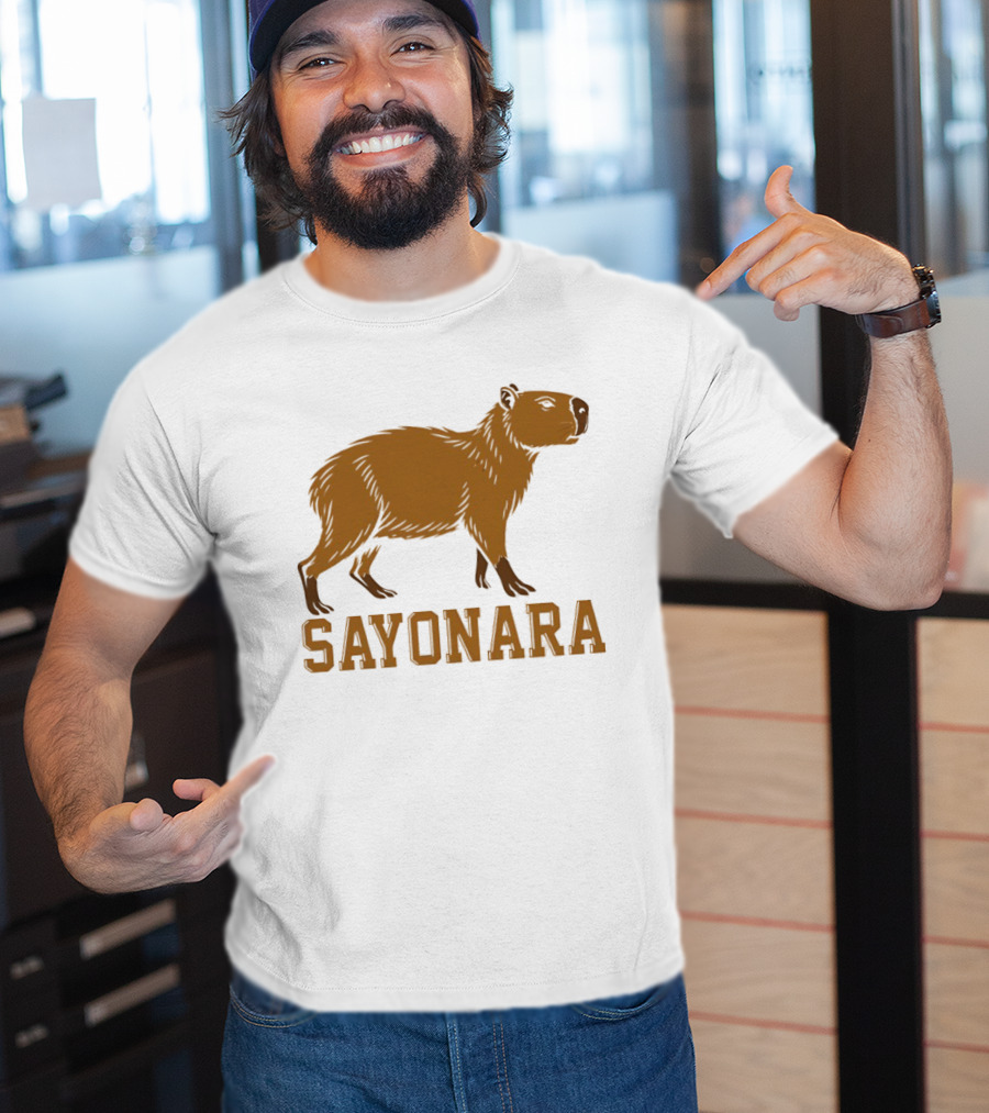 Sayonara Capybara Brown Rodent Farewell T-Shirt