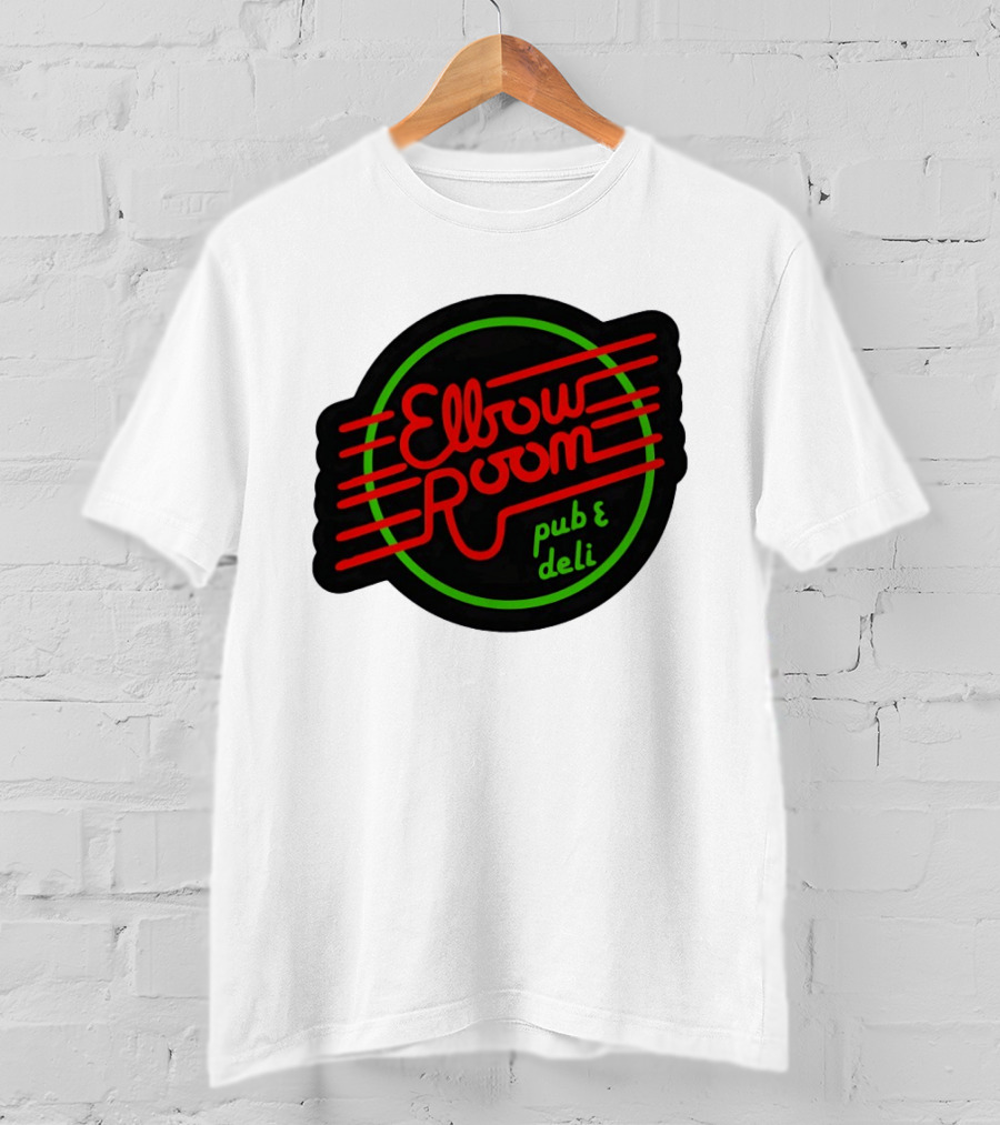 Elbow Room Pub And Deli Neon Sign Red And Green Circle T-Shirt
