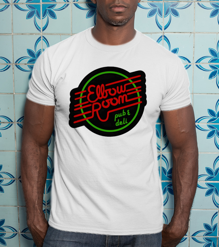 Elbow Room Pub And Deli Neon Sign Red And Green Circle T-Shirt
