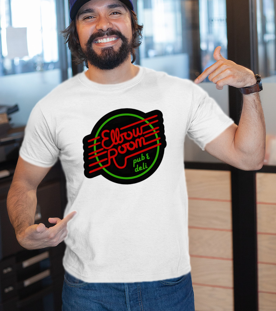 Elbow Room Pub And Deli Neon Sign Red And Green Circle T-Shirt