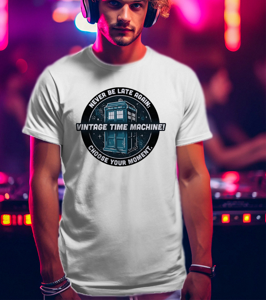 Never Be Late Again Vintage Time Machine Choose Your Moment T-Shirt