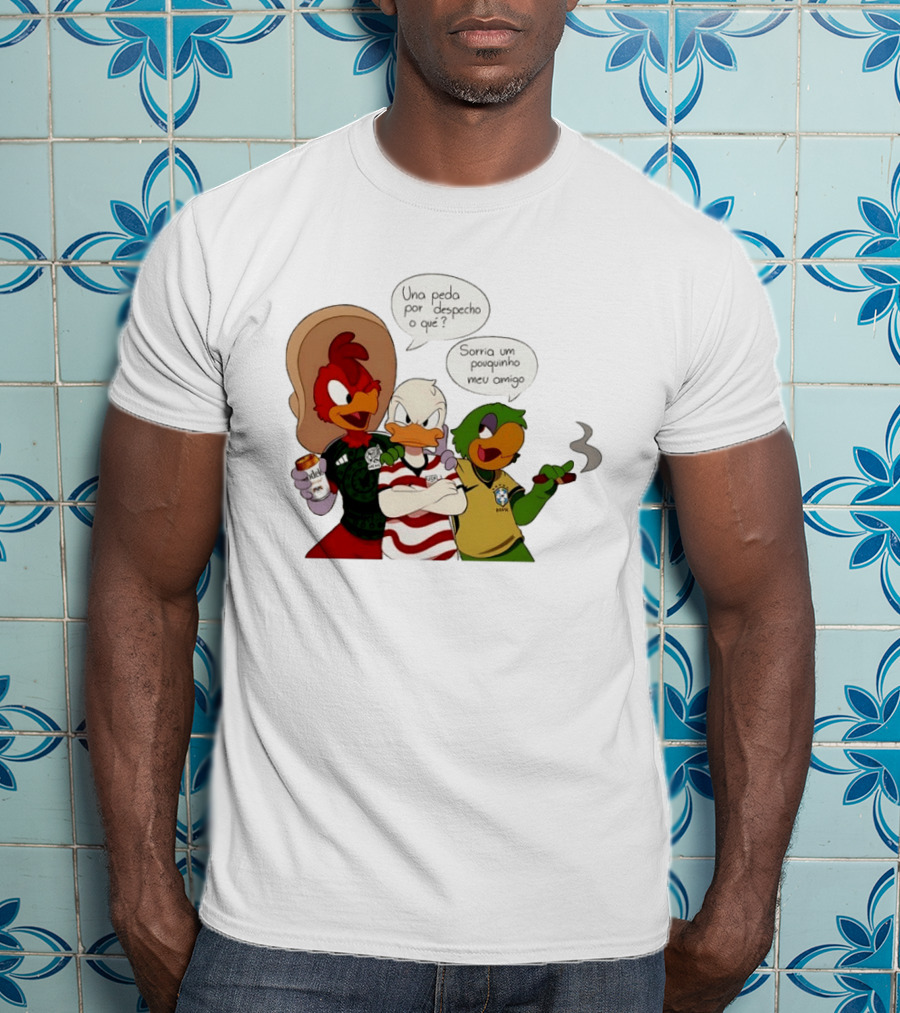 The Three Caballeros Panchito Pistoles Donald Duck José Carioca México USA Brazil Jerseys Soccer Fan Collection T-Shirt