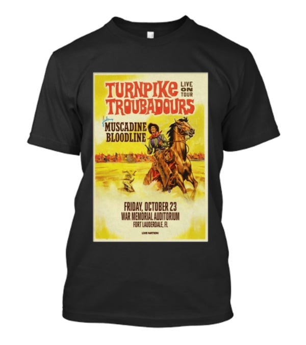Turnpike Troubadours Live On Tour Featuring Muscadine Bloodline War Memorial Auditorium Fort Lauderdale October 23 T-Shirt