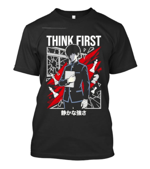 Think First Shizukana Tsuyosa Anime Chess Character With Red And White T-Shirt