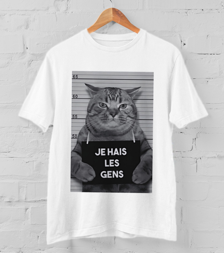 Je Hais Les Gens Shot Cat French T-Shirt