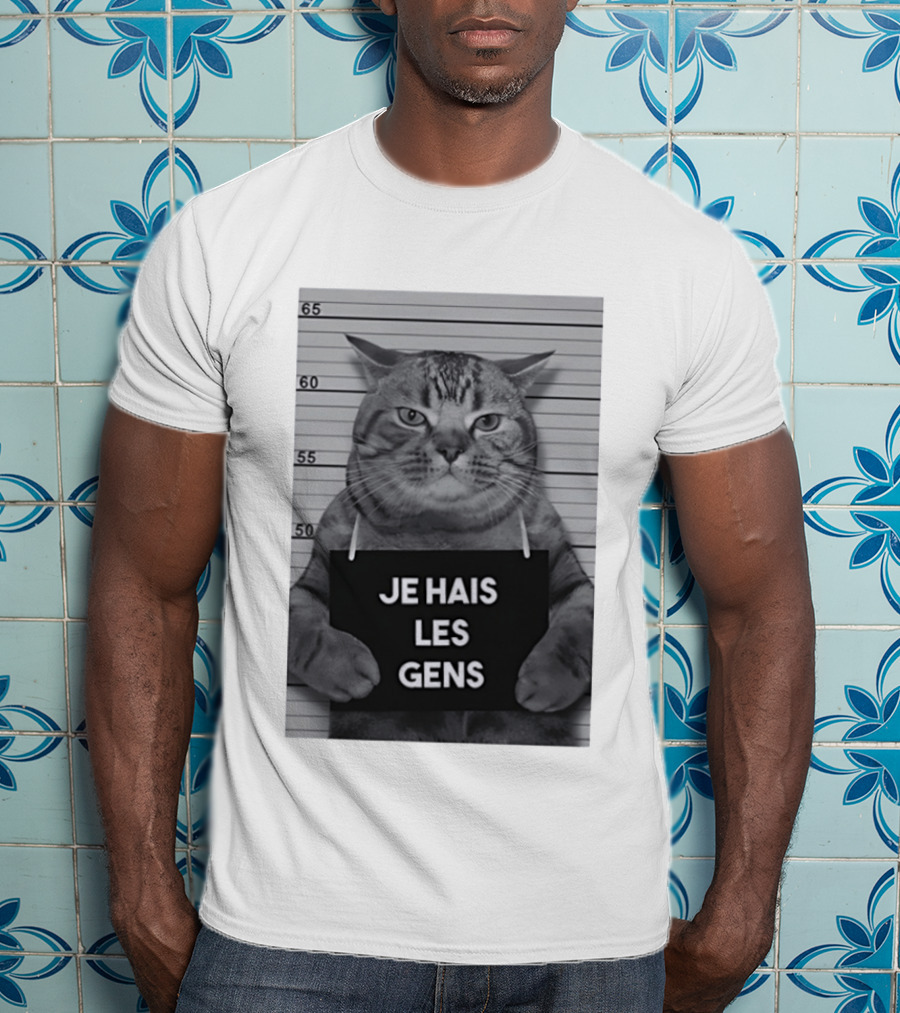 Je Hais Les Gens Shot Cat French T-Shirt