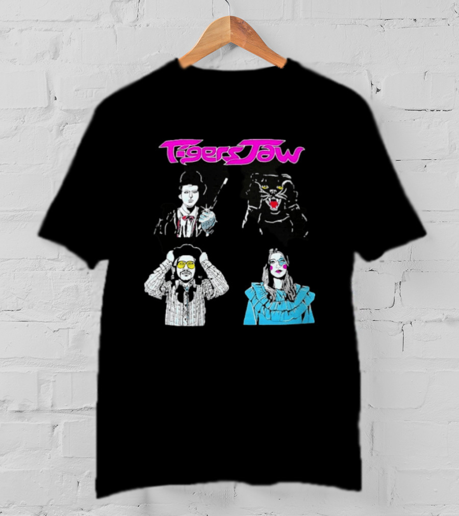 Tigers Jaw Band Members Indie Rock Retro Style Illustrated Portraits T-Shirt