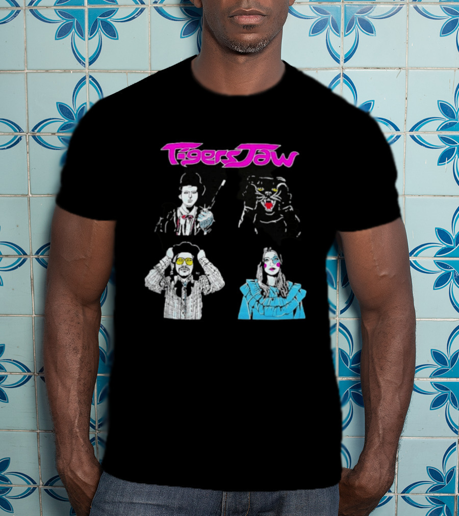 Tigers Jaw Band Members Indie Rock Retro Style Illustrated Portraits T-Shirt