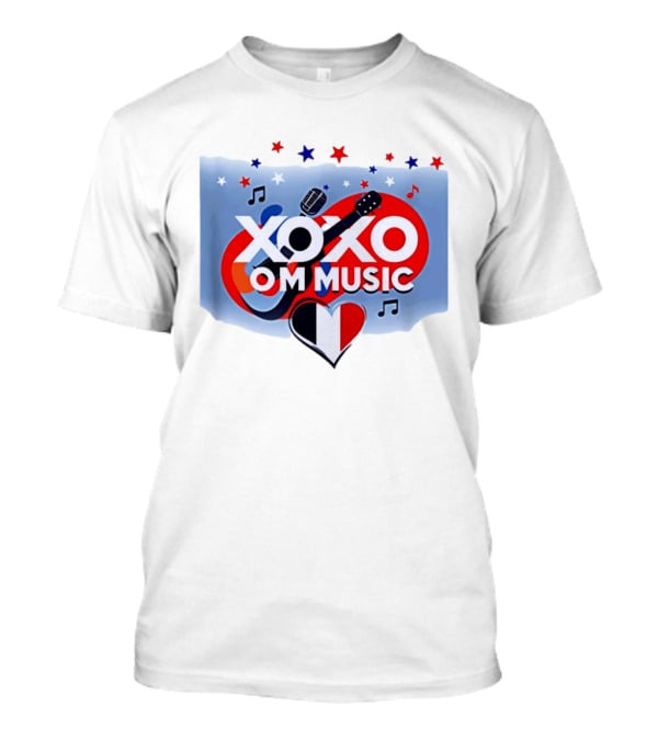 XOXO OM Music France Heart Guitar Microphone Notes Stars T-Shirt