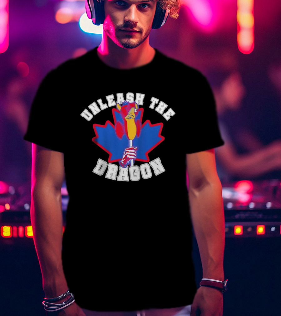 Unleash The Dragon Toronto Blue Jays Home Run Dragon Maple Leaf T-Shirt