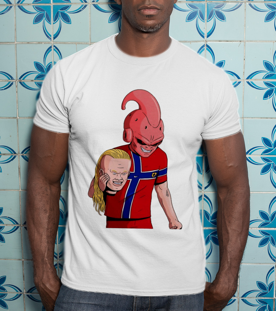 Majin Buu Holding Erling Haaland With Norway Football Jersey T-Shirt