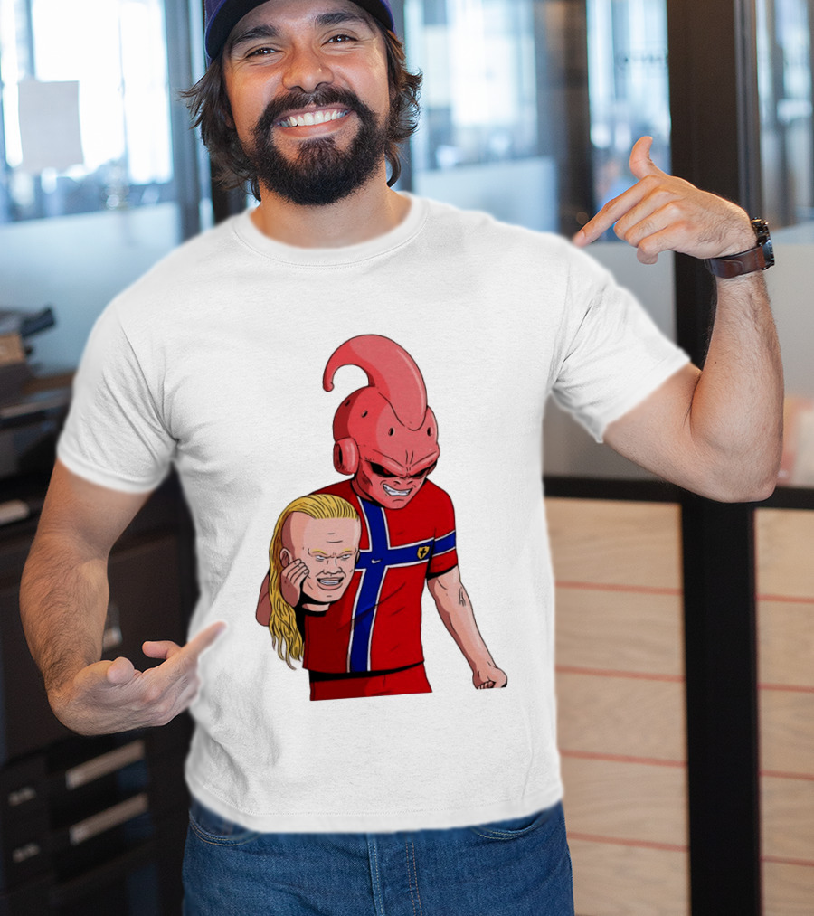 Majin Buu Holding Erling Haaland With Norway Football Jersey T-Shirt