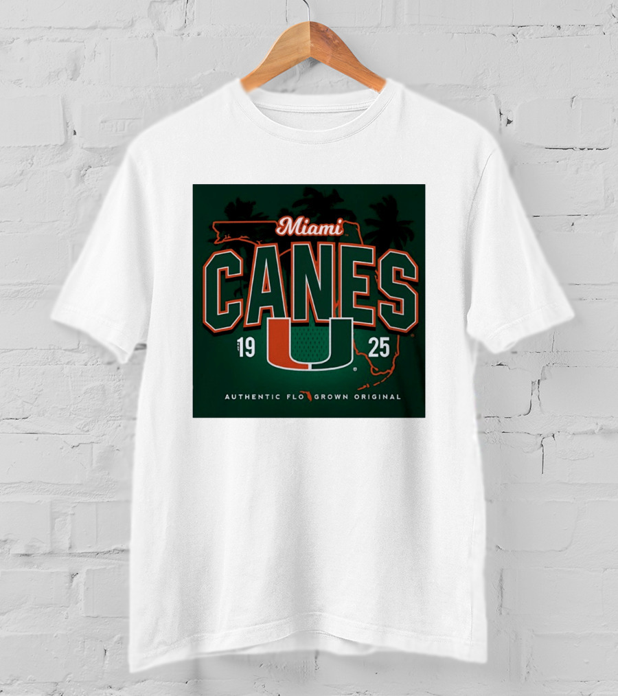 Miami Hurricanes Canes U Authentic Flo Grown 1925 Palm Trees T-Shirt