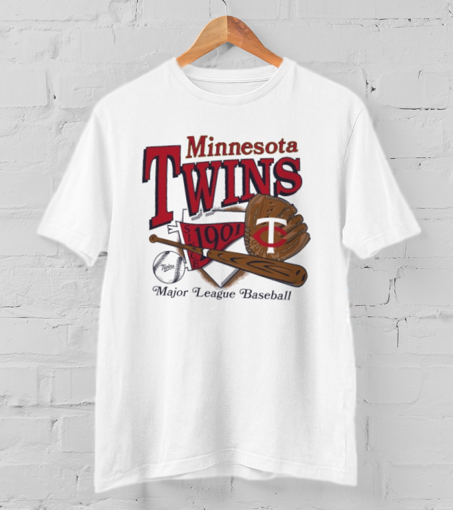 Minnesota Twins Since 1901 Major League Baseball Vintage Bat And Glove T-Shirt