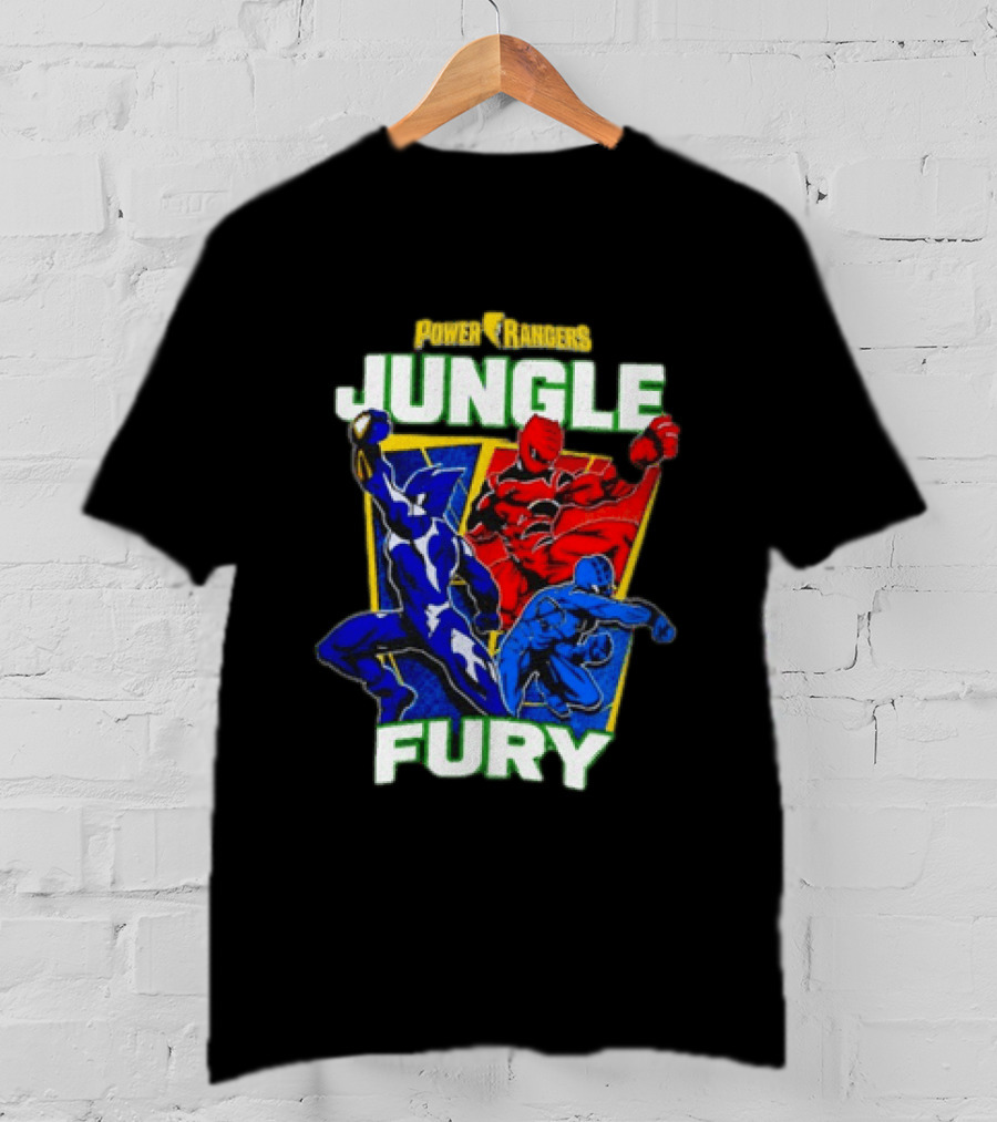 Power Rangers Jungle Fury Red And Blue Rangers Action Poses T-Shirt