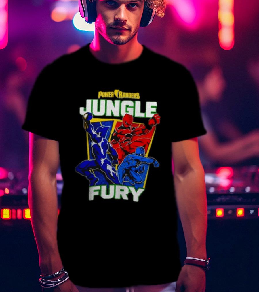 Power Rangers Jungle Fury Red And Blue Rangers Action Poses T-Shirt
