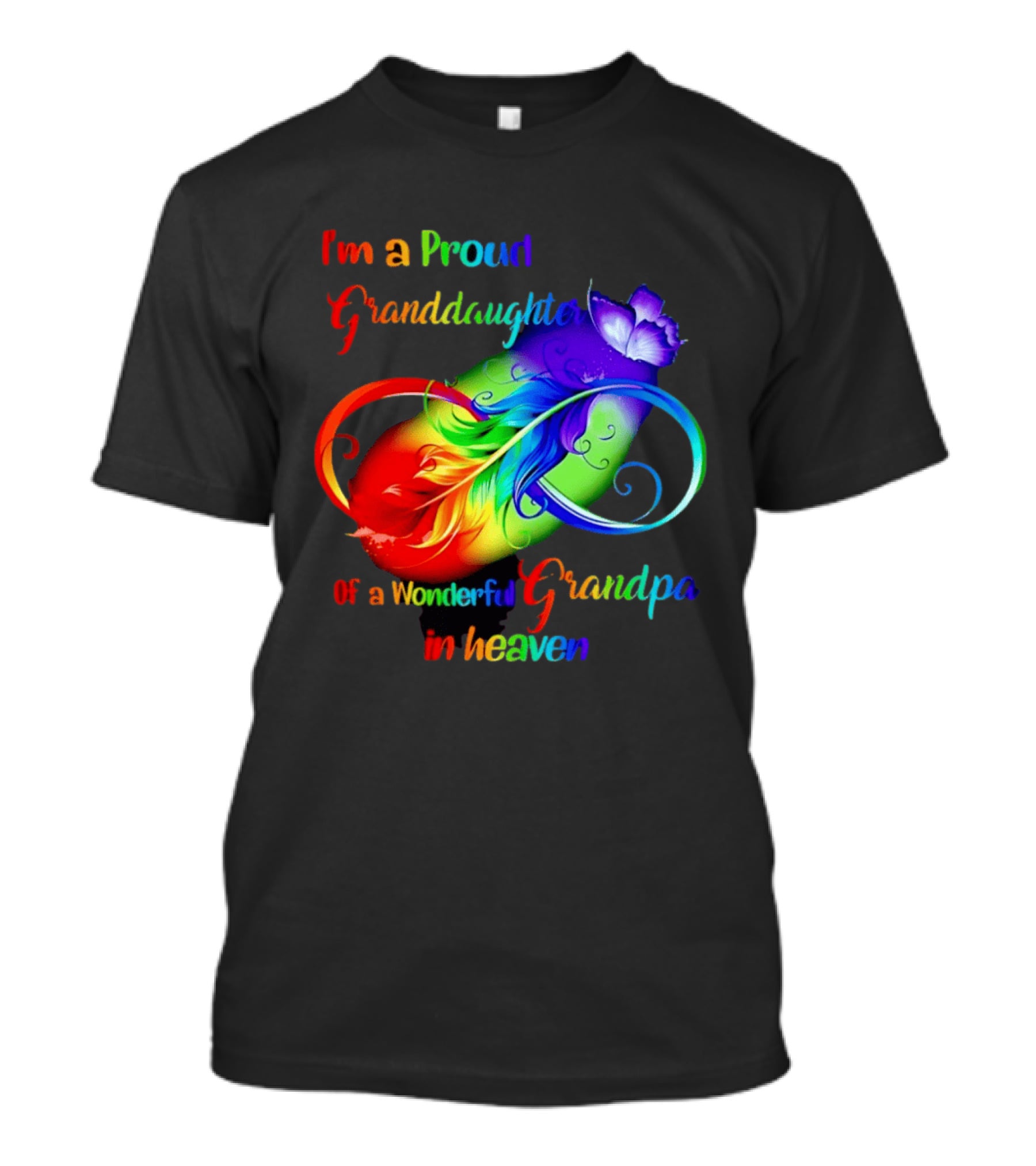 I'm A Proud Granddaughter Of A Wonderful Grandpa In Heaven With Heart And Wings T-Shirt