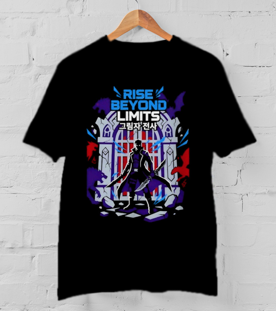 Rise Beyond Limits Shadow Warrior Fantasy Korean Text Heroic Gate Scene T-Shirt