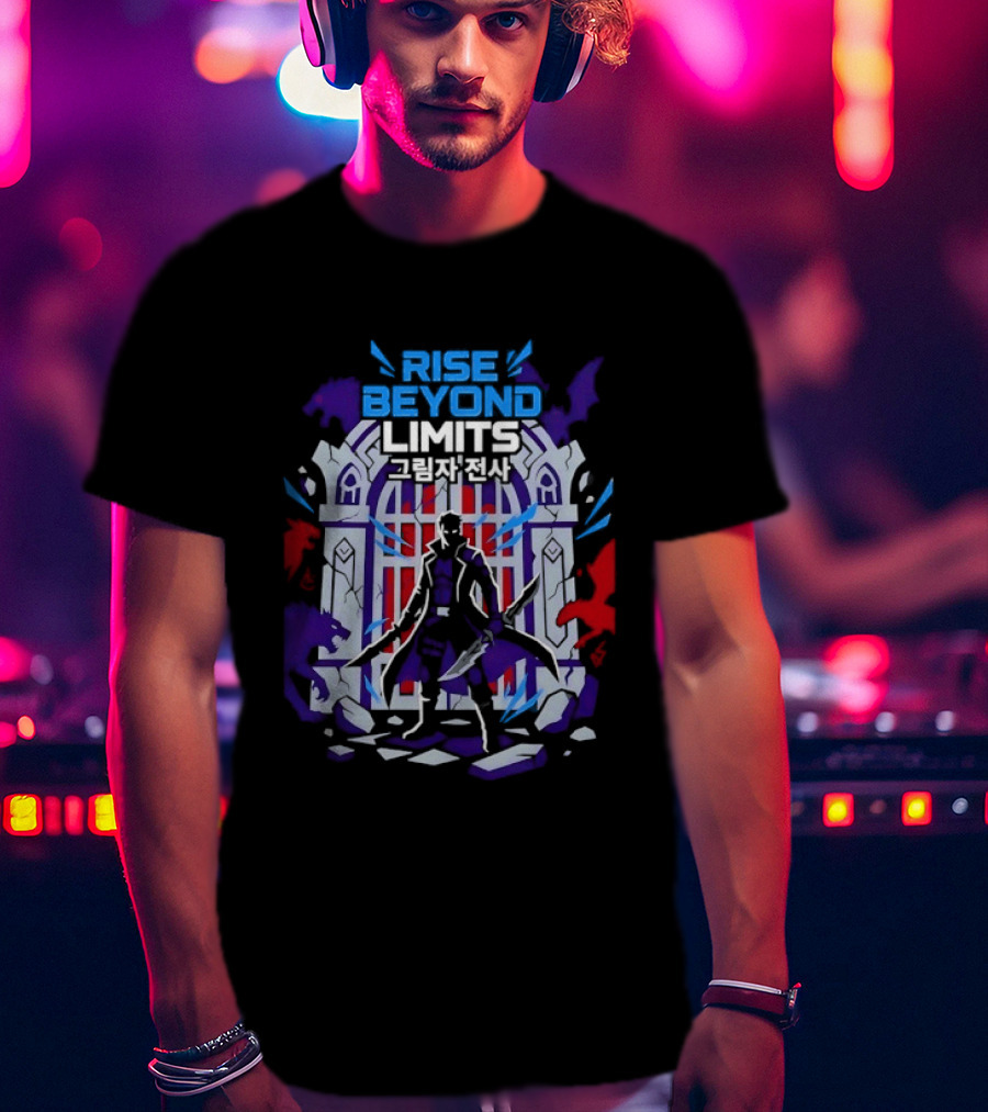 Rise Beyond Limits Shadow Warrior Fantasy Korean Text Heroic Gate Scene T-Shirt