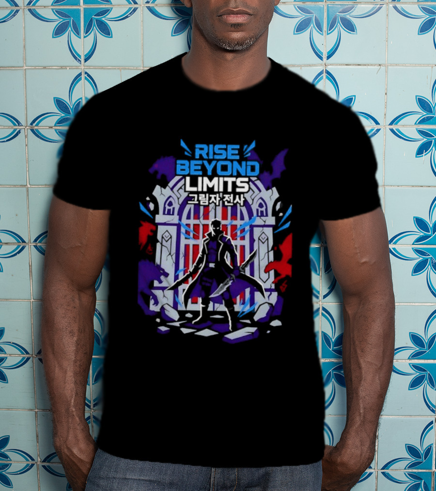 Rise Beyond Limits Shadow Warrior Fantasy Korean Text Heroic Gate Scene T-Shirt