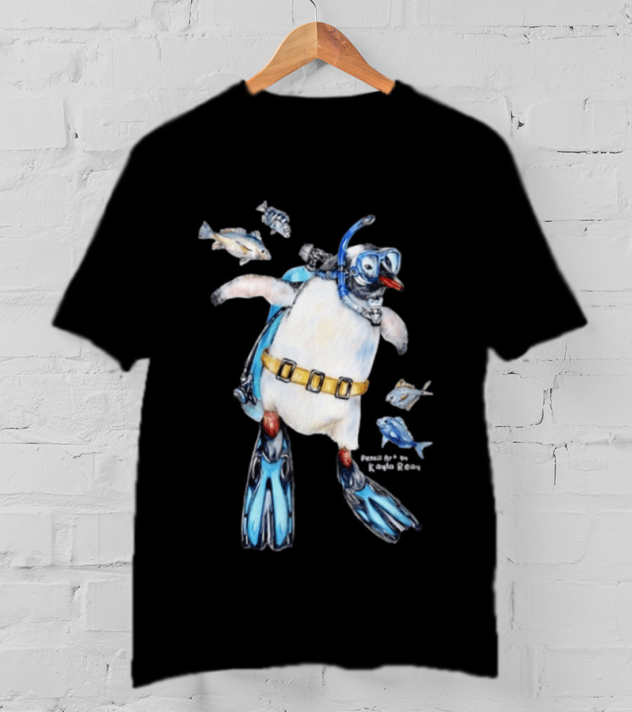 Sullivan The Scuba Diver Penguin By Kayla Reay T-Shirt