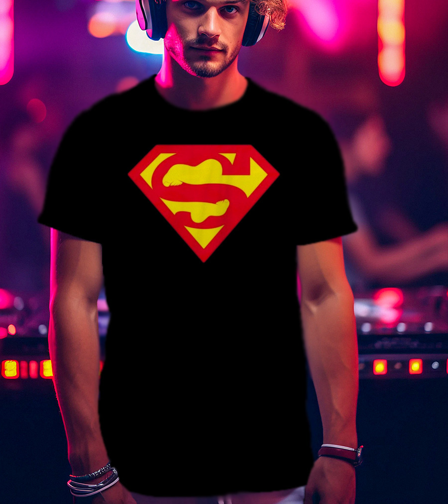 Superfeet Superman Inspired Red Yellow Emblem With Feet T-Shirt