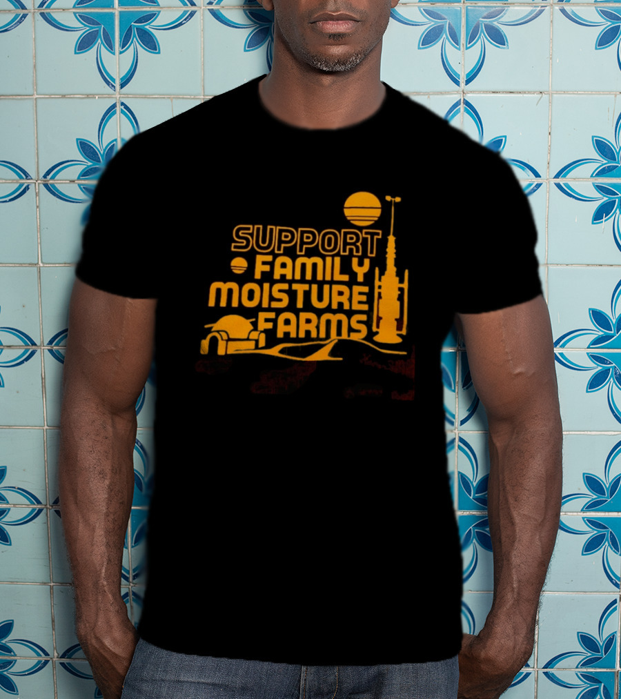 Support Family Moisture Farms Tatooine Landspeeder Sunset Scene T-Shirt