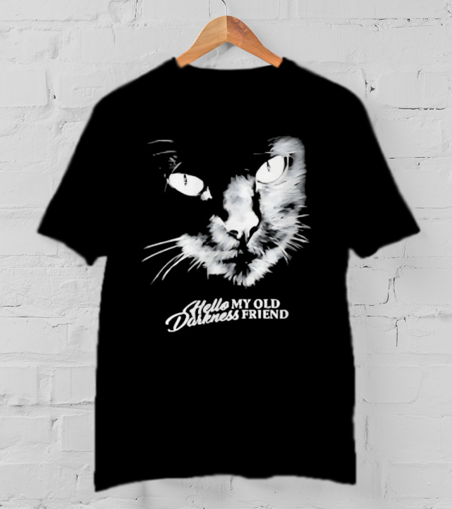 Hello Darkness My Old Friend Cat Face Simon And Garfunkel T-Shirt