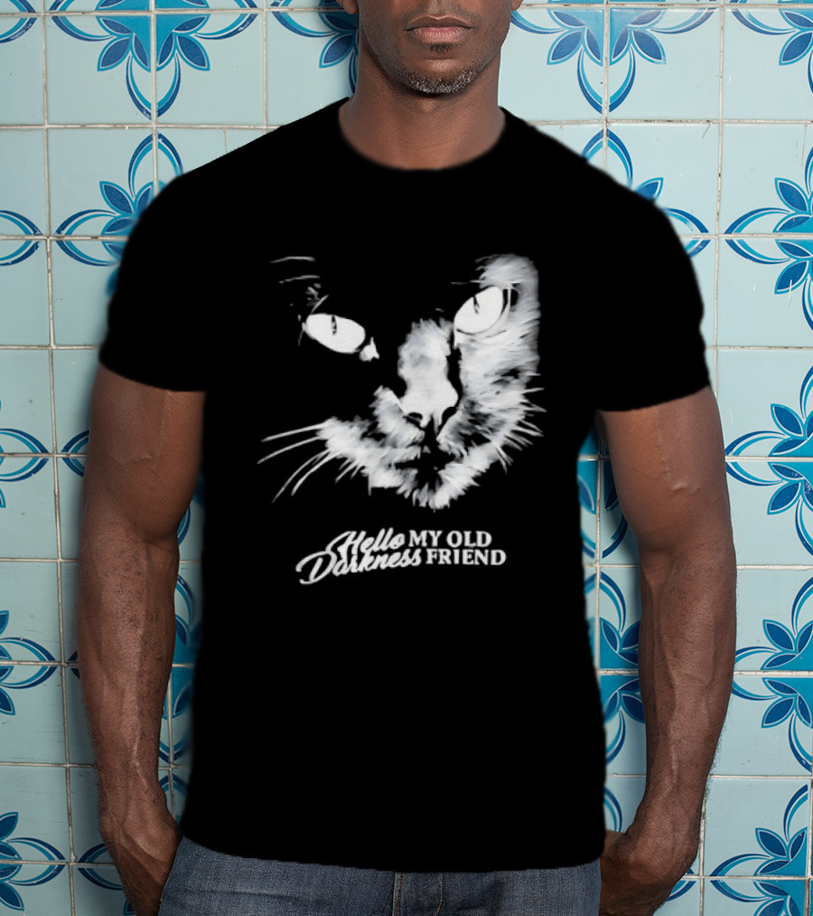 Hello Darkness My Old Friend Cat Face Simon And Garfunkel T-Shirt