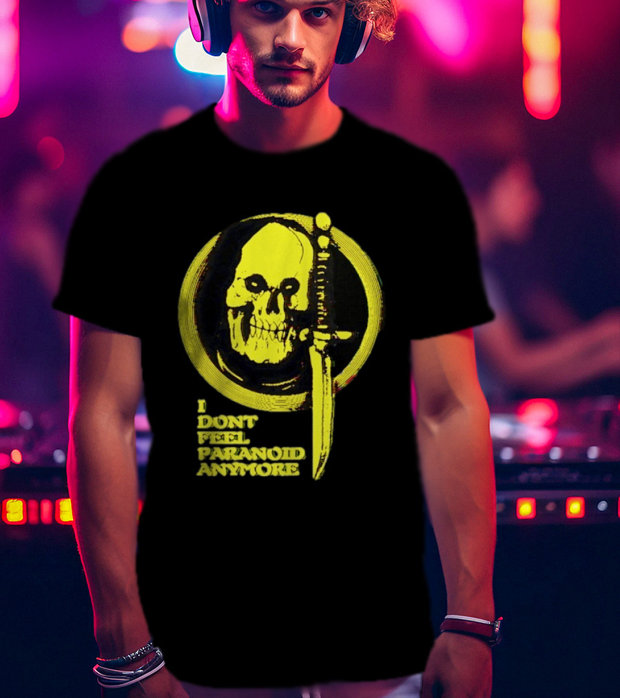 I Don't Feel Paranoid Anymore Skull Dagger Retro Horror Vibe T-Shirt
