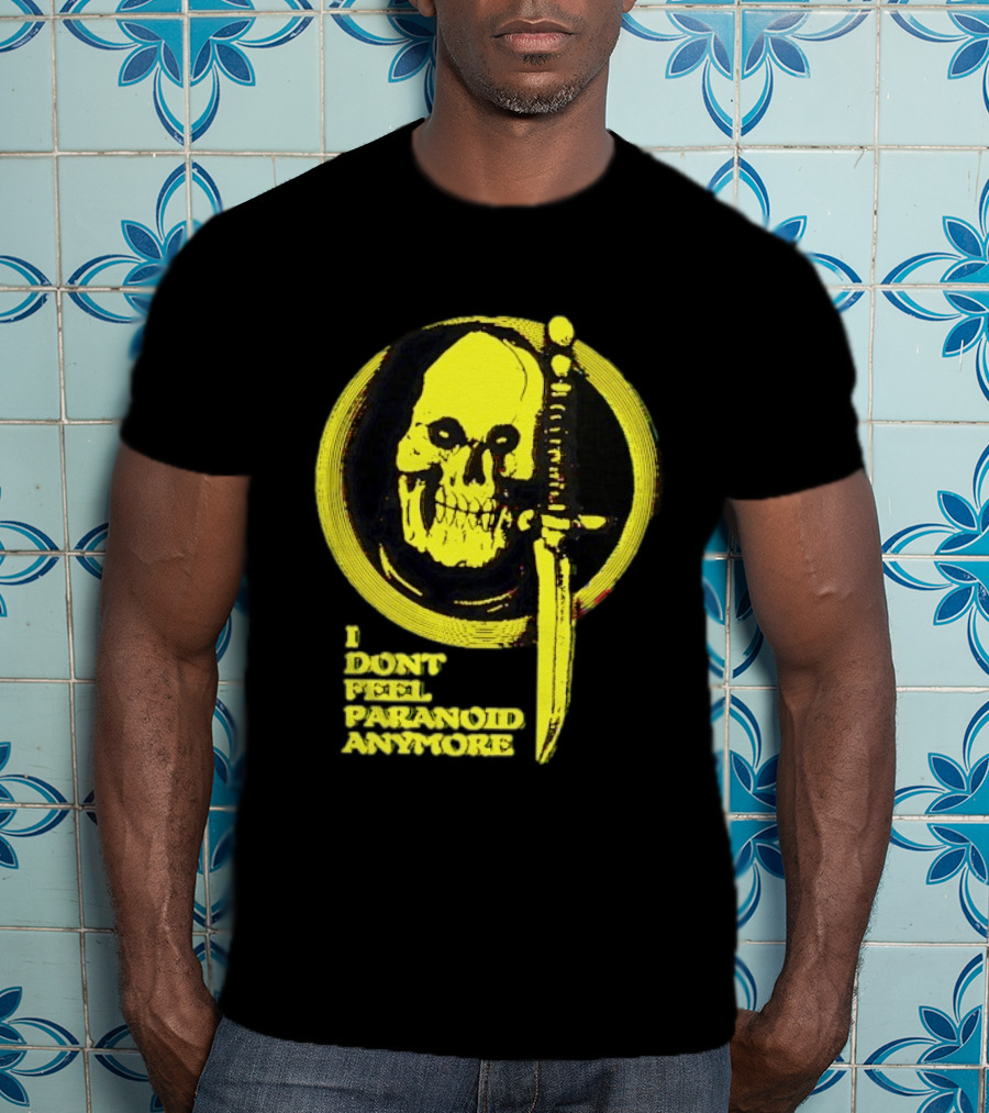 I Don't Feel Paranoid Anymore Skull Dagger Retro Horror Vibe T-Shirt