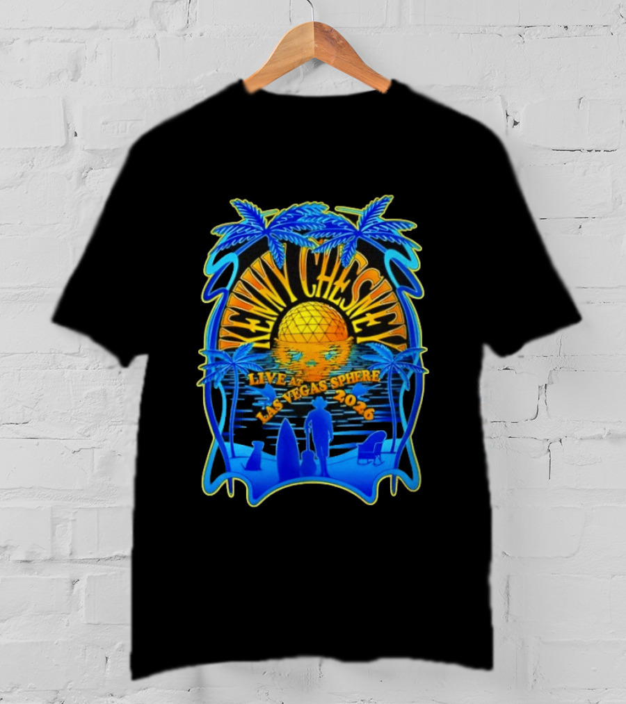 Kenny Chesney Live At Las Vegas Sphere 2026 Tropical Sunset And Palms T-Shirt