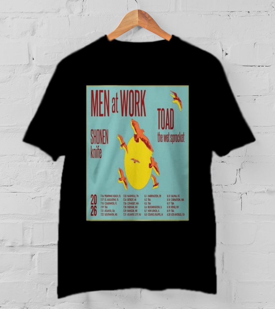 Men At Work Toad The Wet Sprocket Shonen Knife 2026 Tour Dates And Locations T-Shirt